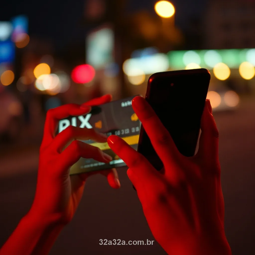 Pessoa confirmando um pagamento por PIX no celular à noite